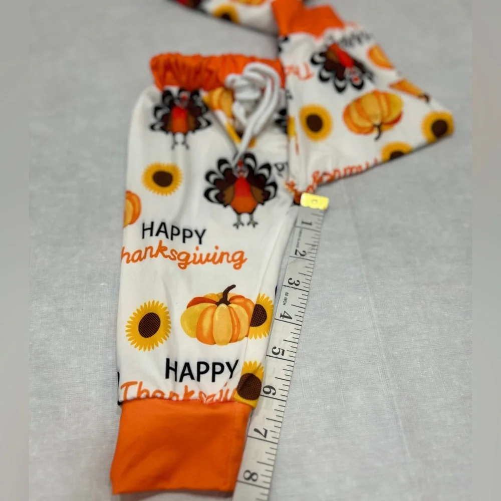 3-6 months baby unisex Turkey Pumpkin Sunflower jogger set